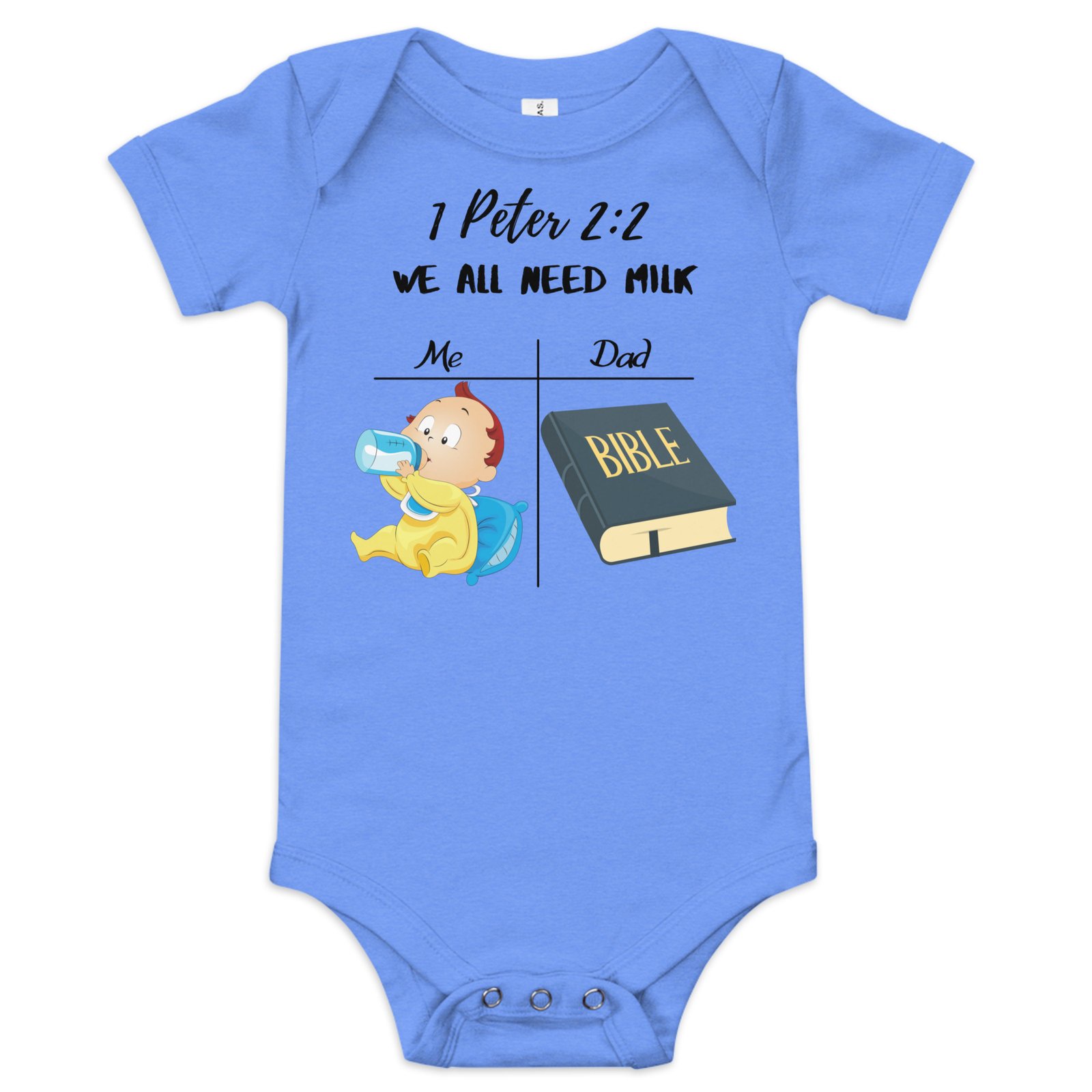 Baby short sleeve one piece We all need milk 1 Peter 2:2