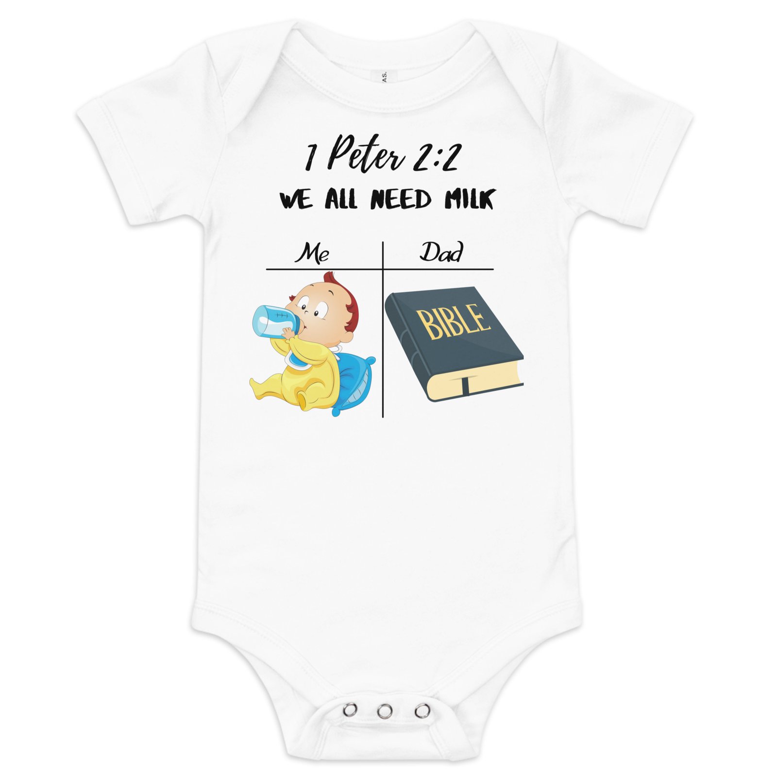 Baby short sleeve one piece We all need milk 1 Peter 2:2 - Image 7